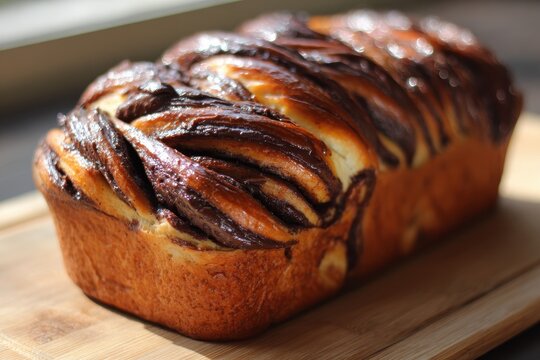 Newly made chocolate filled babka
