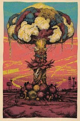 A cutout poster about nuclear war