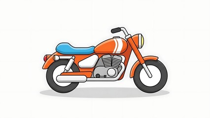 Fototapeta premium Vintage orange motorcycle with blue seat.
