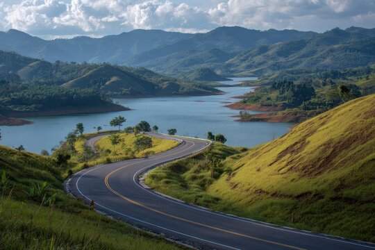 Path by Mae Ngat Somboon Chon reservoir Thailand
