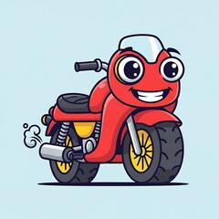 Obraz premium Smiling cartoon motorcycle with big eyes.