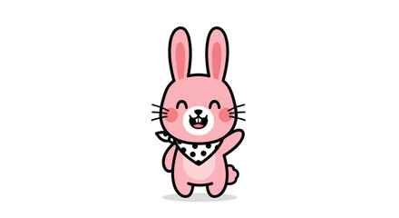 Fototapeta premium Cartoon pink rabbit character illustration