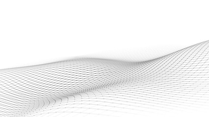 Abstract perspective background. 3D wireframe vector mesh on white background.