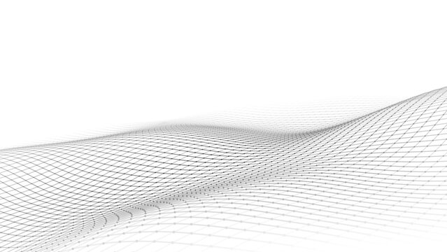 Abstract perspective background. 3D wireframe vector mesh on white background.