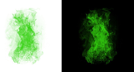 Green smoke or fog isolated on white and black backgrounds isolated on transparent background © BasharCreates