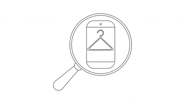 Online Shopping Concept - Magnifying Glass Focusing on Clothes Hanger.