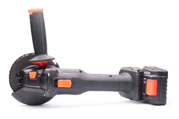 Cordless angle grinder for cutting, grinding, and polishing. On a white background in isolation.