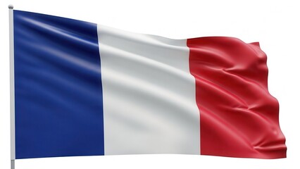 Obraz premium French flag waving in the wind against a clear blue sky 