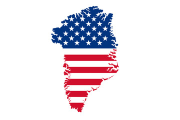 Greenland map silhouette filled with United States flag vector illustration isolated. Geography symbol © Art Fusion
