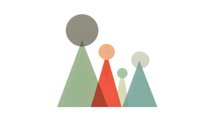 Abstract shapes in gradient colors isolated on white background