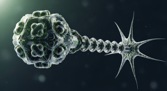 Bacteriophage Virus Structure - A Detailed Scientific Visualization.