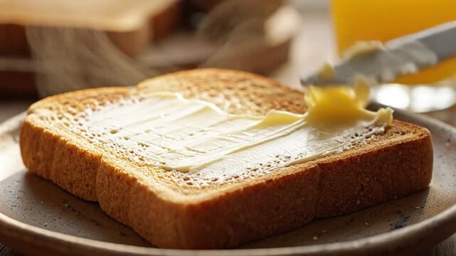 Buttering a Slice of Bread for Breakfast
