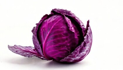 Fresh Red Cabbage on White Background.