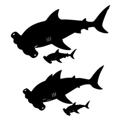 Great White Shark Silhouettes: Isolated Predator Shapes for Nautical Design
Modern Shark Fin and Body Silhouettes: Dangerous Sea Creature Vector Set