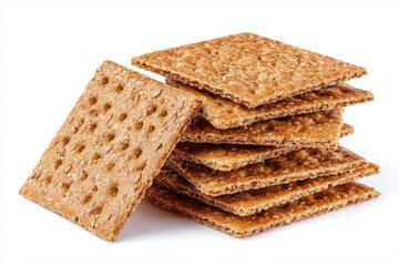 Rye crispbread against a white backdrop High quality image