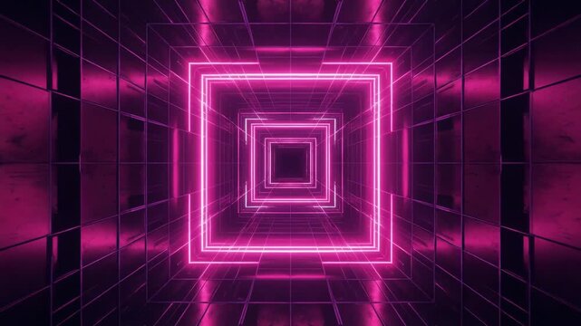 Firefly glowing in vibrant pink light tunnel with shifting dimensions and surreal energy flow