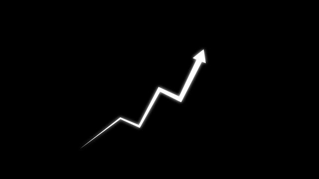 White jagged arrow pointing up on black background