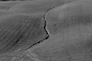 Naklejka premium Italia panorami della Toscana in bianco e nero. Provincia di Siena,Val D'Orcia e Chianti Senese. Toscana, Italia 