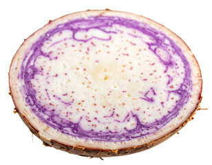 Macro Close-Up of Taro Root Cross Cut Texture, Single Slice Focus, Isolated on Transparent Background