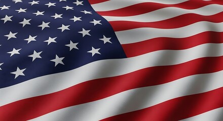 Fototapeta premium Rippling American flag background with vivid colors and soft shadows, perfect for July Fourth and Veterans Day celebrations