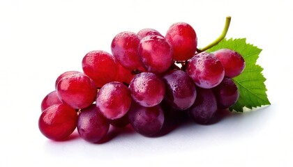 Fresh Red Grapes with Green Leaf.