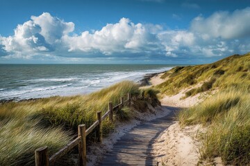 Sand dunes overlooking the North Sea near Domburg Zeeland Netherlands