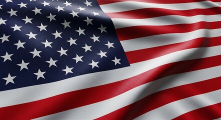 Fototapeta premium High-quality image of the United States flag waving gently, featuring detailed stars and stripes for a patriotic national theme