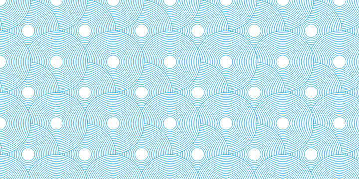 Modern abstract blue circle line patter background. Seamless design for banner and wave overlapping geometric design.