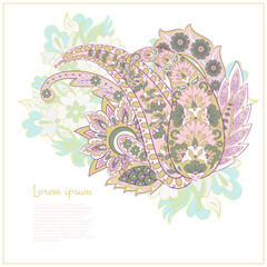 Paisley vector isolated pattern. Damask floral illustration in batik style