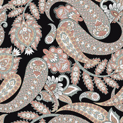 Trendy ethnic-style vector paisley pattern. Seamless Fashionable vector template for any design projects