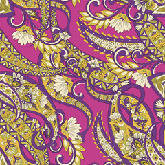 Trendy ethnic-style vector paisley pattern. Seamless Fashionable vector template for any design projects
