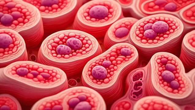 Granuloma formation in lung tissue medical illustration background