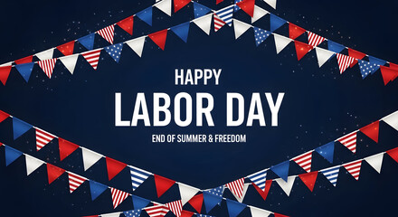 Happy labor day celebration with patriotic bunting