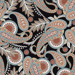 Vector textile print. Seamless Design for covers, fabrics, textiles, wrapping paper. Vector pattern Paisley Indian motifs and decorative floral elements