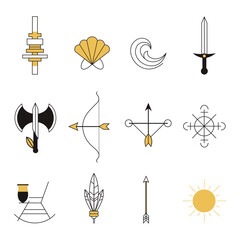 Medieval weapons and symbols vector illustration flat design