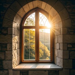 Fototapeta premium window in the old castle