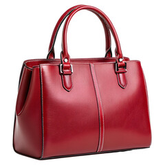 Red leather womens handbag, a luxurious fashion accessory on a clean background