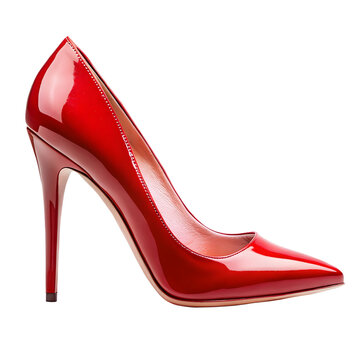 Red Stiletto, Glossy scarlet patent leather womens pump shoe
