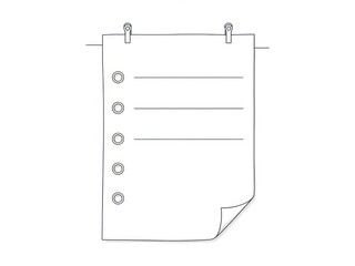 Blank notebook page with multiple punched holes and tabs