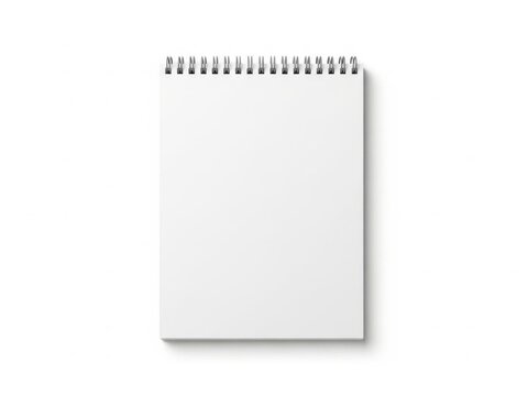 Blank spiral notebook on white background