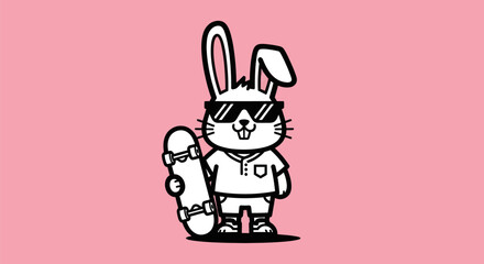 Cartoon rabbit with skateboard illustration © Leomord
