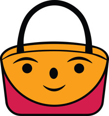 Cute smiley cartoon face vanity bag vector