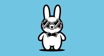 Fototapeta premium Cartoon rabbit with star glasses