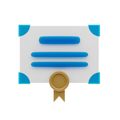 Obraz premium 3D Liquid Glass Certificate Icon for Achievement and Award