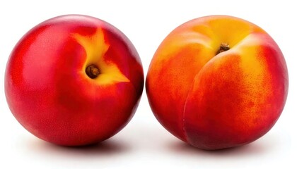 Fresh Ripe Peaches on White Background.