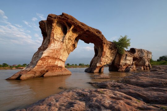 Sampanbok 3000 Hole a stunning rock formation in the Mekong River Ubon Ratchathani Thailand