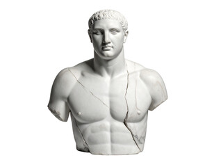 Obraz premium Fragmented Greek Marble Statue Torso, Artistic Minimal Composition, Isolated on Transparent Background