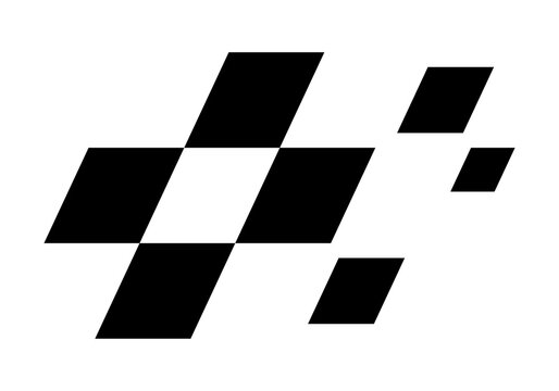 Minimal checkered racing blocks symbol, abstract motorsport speed mark for branding and automotive graphics, transparent background