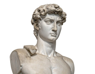 Obraz premium Classical Greek Marble Statue Bust, Front View, Museum Style, Isolated on Transparent Background