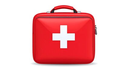 Obraz premium Red First Aid Kit with White Cross Symbol.